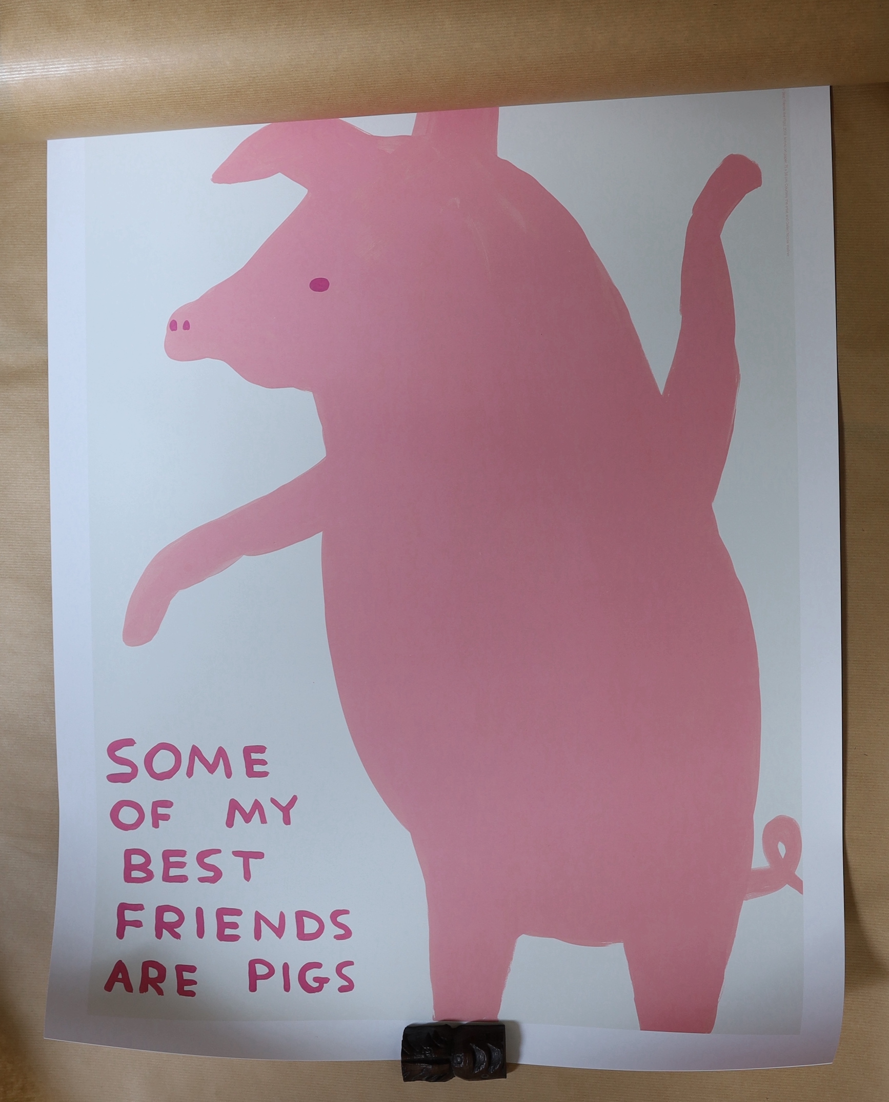 David Shrigley (British b.1968), four offset lithographs, The Moment Has Arrived, They Were Too Long, Sorry For Being Annoying, Some of my Best Friends Are Pigs, unframed